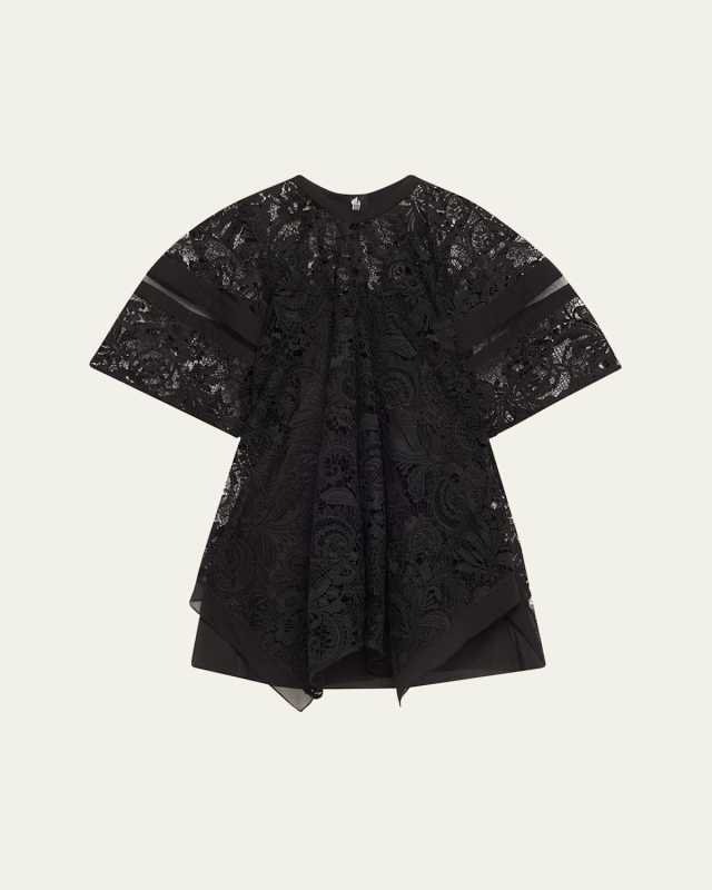 Cord Embroidered Lace Flounce Top